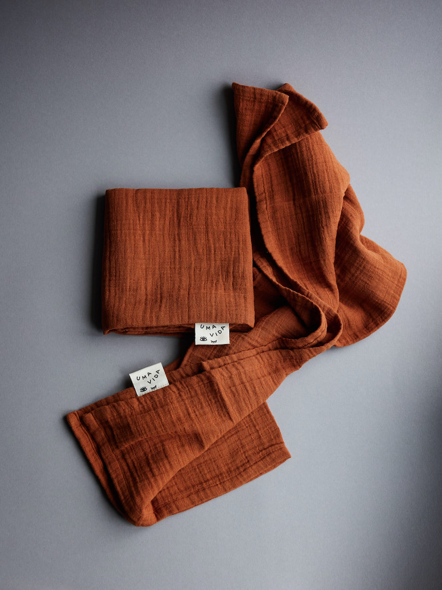 6 stofbleer i samme farve - RUSTBRUN